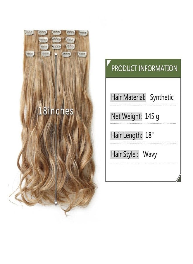 HSPJHTM Clip in Hair Extensions Wave Bleached Mix Blonde 5PCS Hair Extension For Women Halloween 18" Long Wavy Synthetic Hair Pieces Full Head - Image 3