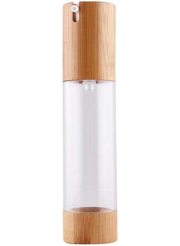 VANTOBEST - 1Pcs Clear Airless Pump Press Bottle with Bamboo Lid Empty Refillable Plastic Vacuum Cosmetic Container Vials Jars Pots Makeup Holder for Lotion Essence Emulsion Essence Serum (50ml/1.7oz) - Image 1
