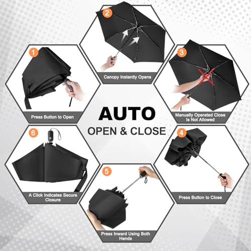 Lejorain Mini Automatic Umbrella for Travel - Flat Compact Folding Umbrella Lightweight Portable Umbrellas for Rain Paraguas - Image 4