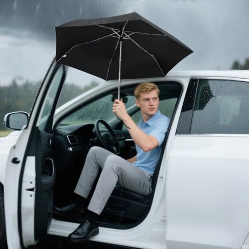 Lejorain Mini Automatic Umbrella for Travel - Flat Compact Folding Umbrella Lightweight Portable Umbrellas for Rain Paraguas - Image 2