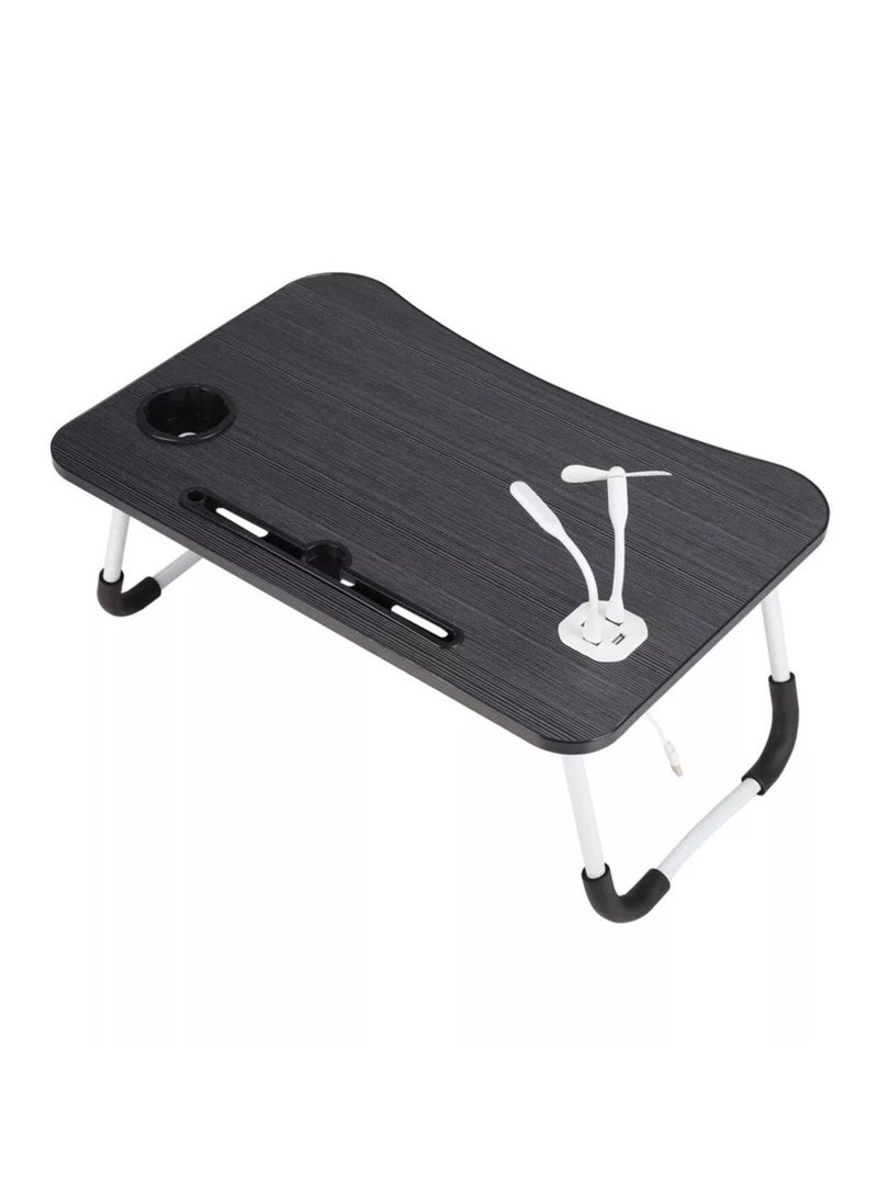 DubaiGallery Portable Folding laptop Table with 4 USB Port/Cup Holder for Bed Couch/Sofa with Free LED Light and USB Fan - Image 2
