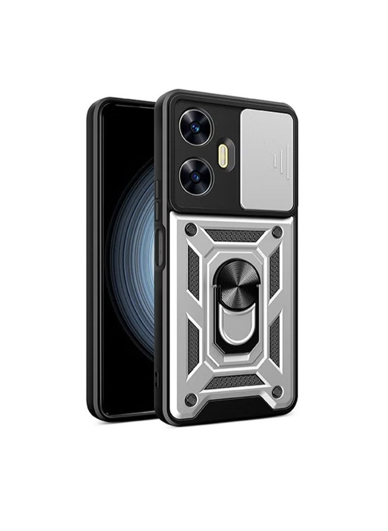 X-level Realme C55 Case Cover Protector Accessories with Camera Len Protection Anti-Scratch Shockproof Anti-Fingerprints Back Cover with 360 Car Mount Magnetic Ring Holder Case Protector  - Image 1