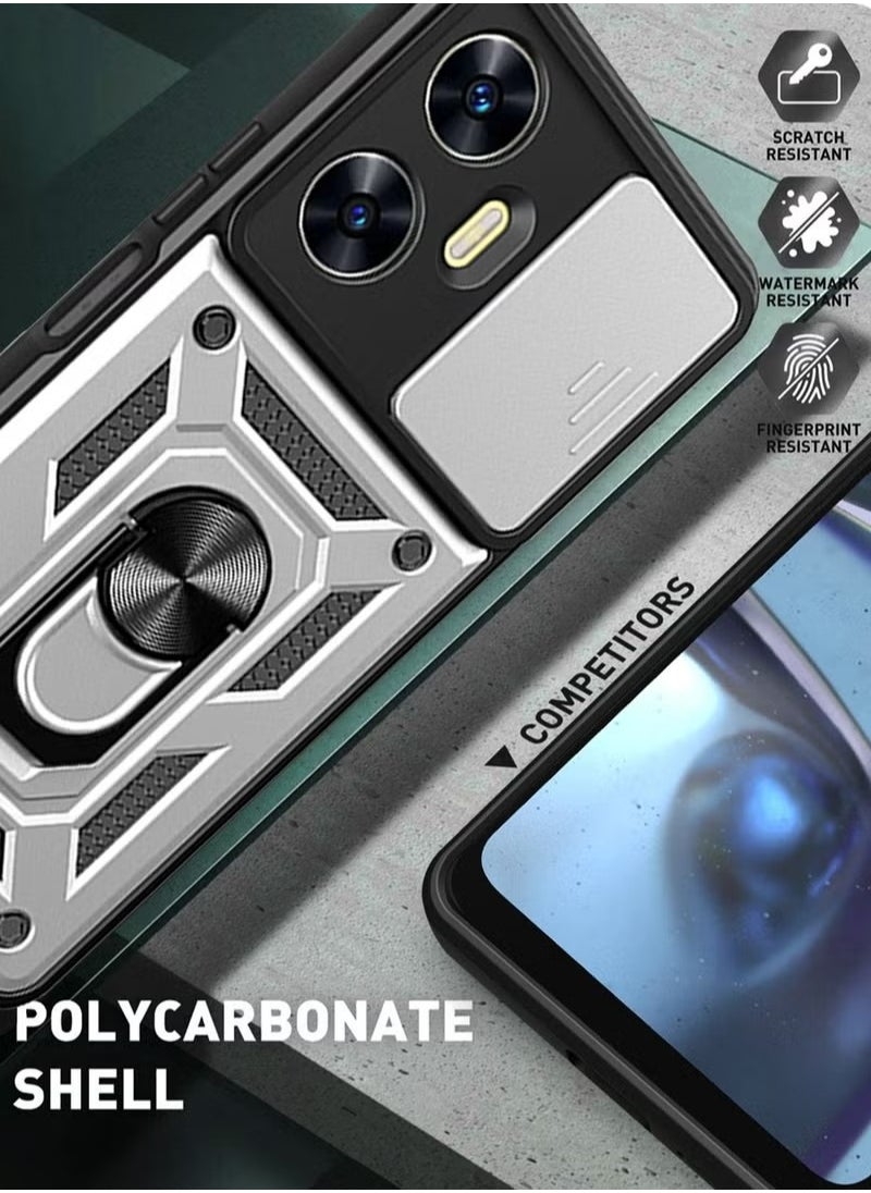 X-level Realme C55 Case Cover Protector Accessories with Camera Len Protection Anti-Scratch Shockproof Anti-Fingerprints Back Cover with 360 Car Mount Magnetic Ring Holder Case Protector  - Image 4
