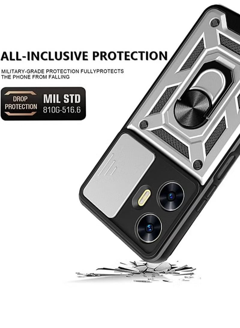 X-level Realme C55 Case Cover Protector Accessories with Camera Len Protection Anti-Scratch Shockproof Anti-Fingerprints Back Cover with 360 Car Mount Magnetic Ring Holder Case Protector  - Image 2