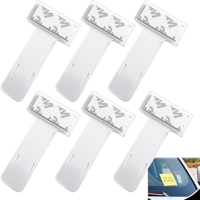 rayihni 6PCS Parking Permit Ticket Holder for Car Windscreen, Transparent Car Vehicle Windscreen Parking Ticket Clip with Adhesive Pad, Universal for Cars, Vans Windshield - Image 1