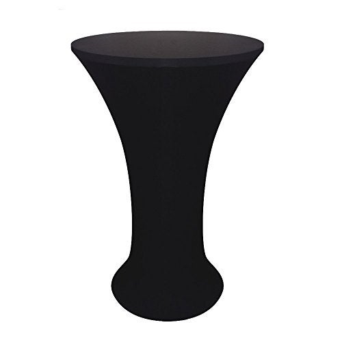 JISEN Cocktail Spandex Fitted Stretchable Elastic Tablecloth 24x43 Inch Black - Image 1