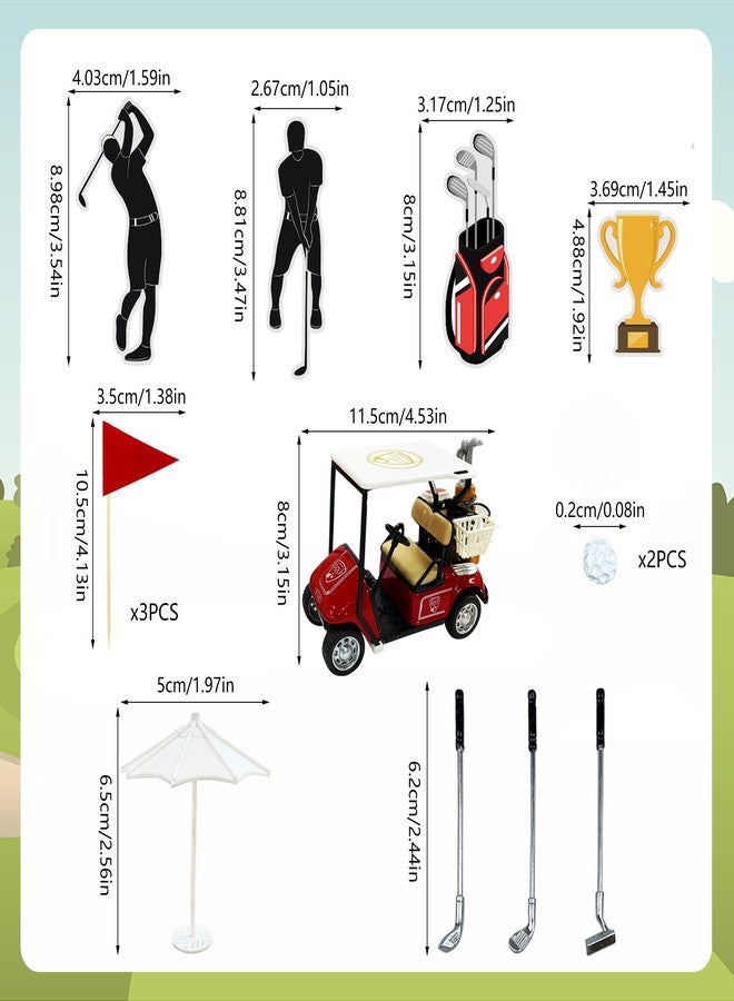 TOSPARTY 2026 New Golf Cake Decorations Heading for The Red Cake Topper Birthday Decorations for Golfers with Cart Flag Golf Ball for Men Sport Golf Theme Party Supply - Image 2