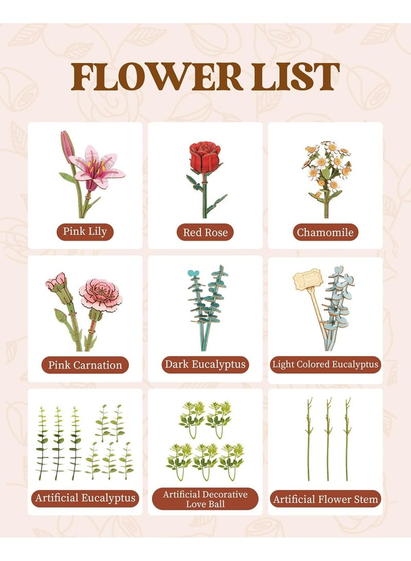 ROBOTIME Rowood Wooden Flower Basket DIY 3D Puzzle TW03H Perfect for Home Decor & Creative Gift, Ideal for Bedroom, Kitchen, or Living Room, Festive Home Accent, Detailed Craftsmanship - Image 2