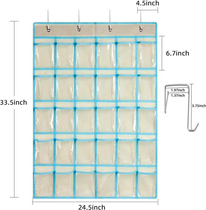 Keepjoy Classroom Pocket Charts for Cell Phone Calculator Holders, Pocket Organizer for Cell phone Jail with 30 Clear Pockets chart Size 33.5 x 24.5 Inch Classroom Pocket Storage (Beige-30pockets) - Image 4