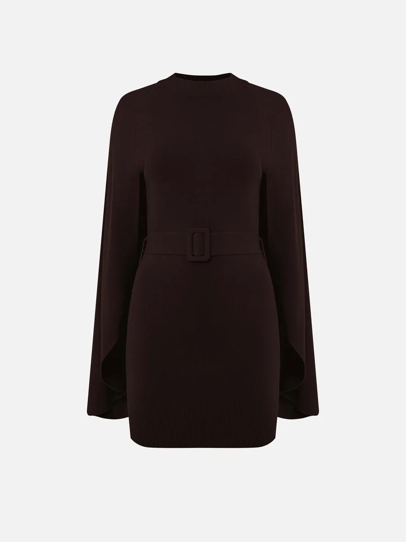 Lichi Viscose mini jersey dress with a train and matching belt