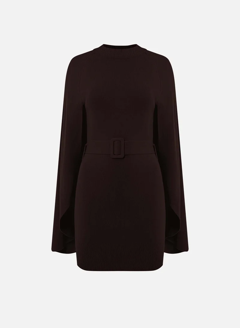Lichi Viscose mini jersey dress with a train and matching belt
