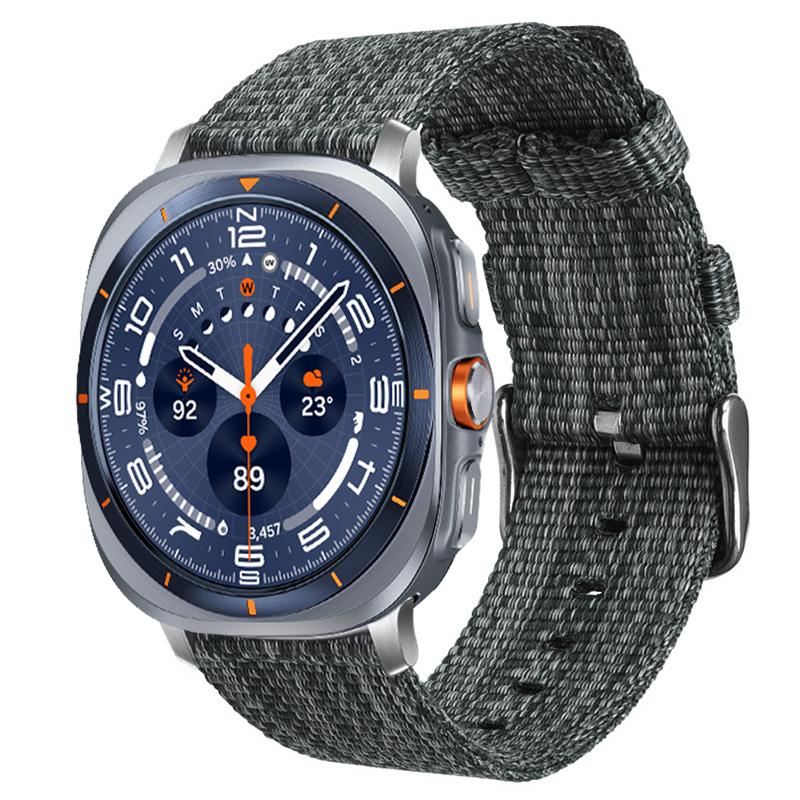 إيروريكس سوار ساعة سامسونج جالاكسي الترا / الترا 2025 من النايلون القماشي (رمادي غامق) - Image 1