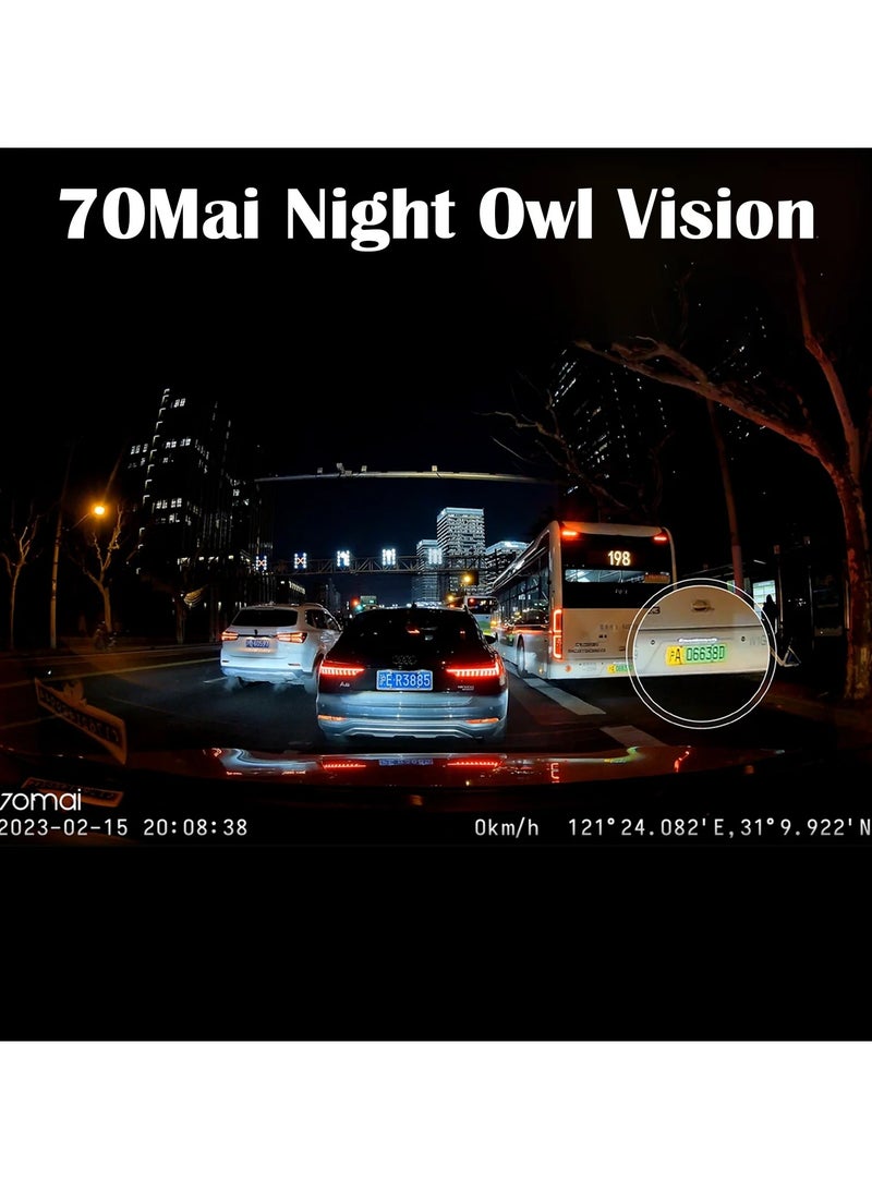 70 ماي كاميرا A200 HDR مزدوجة داش، 1080P HDR أمامي و1080P خلفي، رؤية ليلية بومة، MaiColour Vivid+، G-Sensor، تشغيل التطبيق ومشاركته، مراقبة اختيارية لوقوف السيارات - Image 3