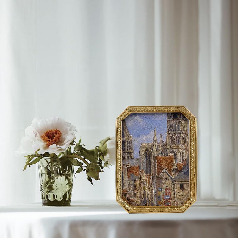 SIKOO Vintage Picture Frame 4×6 Antique Gold picture Frame Ornate Photo Frame Tabletop and Wall Hanging Frame with High Definition Glass Front, Wall Decor Art, Photo Gallery General standard crafted - Image 3