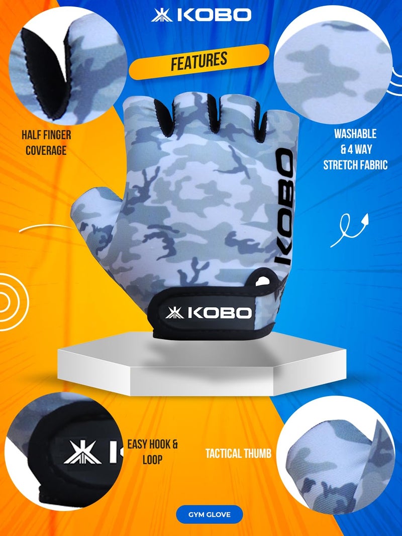 Kobo WTG-51 Weight Lifting Gym Gloves Leather Camouflage Leather Hand Protector for Fitness Training (Multi Colour) - Image 4