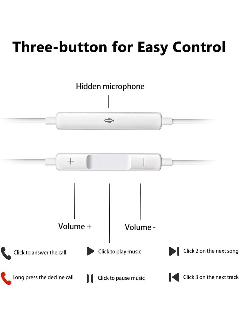 GOLDEN PLUS In-ear headphones - Lightning connector, wired, built-in microphone and volume control, noise-isolating, for iPhone 14 13 12 11 SE X XR XS 8 7, white - Image 4