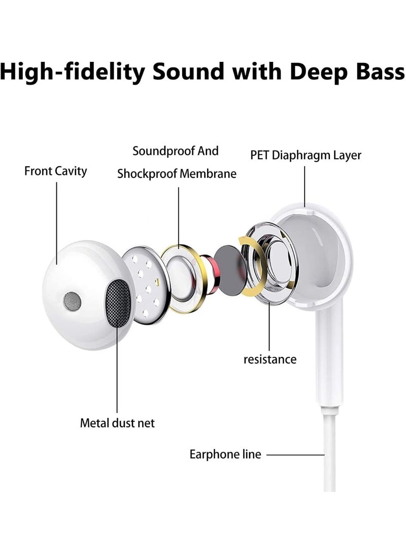 GOLDEN PLUS In-ear headphones - Lightning connector, wired, built-in microphone and volume control, noise-isolating, for iPhone 14 13 12 11 SE X XR XS 8 7, white - Image 5