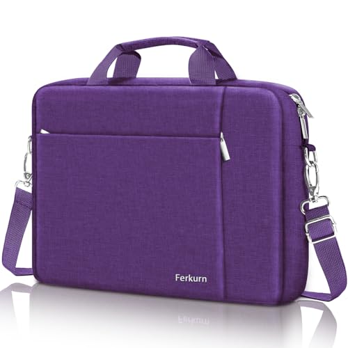 Ferkurn Laptop Bag Case for Women Men Computer Bag Compatible with HP Envy Pavilion Omen/LG Gram/MSI/Dell Inspiron XPS/Lenovo/Acer, Shoulder Strap Carrying Messenger Briefcase, Purple, 17 17.3 Inch - Image 1