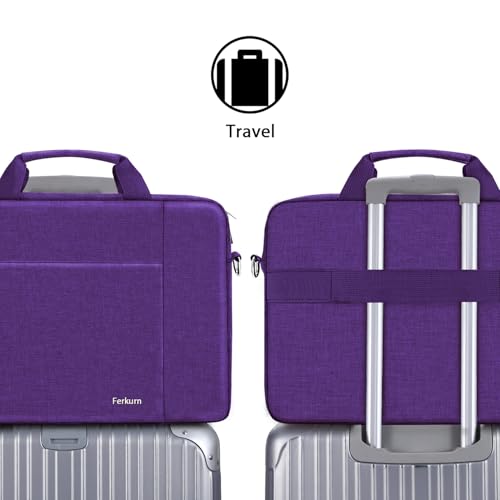 Ferkurn Laptop Bag Case for Women Men Computer Bag Compatible with HP Envy Pavilion Omen/LG Gram/MSI/Dell Inspiron XPS/Lenovo/Acer, Shoulder Strap Carrying Messenger Briefcase, Purple, 17 17.3 Inch - Image 3