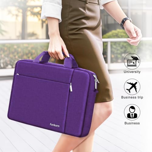 Ferkurn Laptop Bag Case for Women Men Computer Bag Compatible with HP Envy Pavilion Omen/LG Gram/MSI/Dell Inspiron XPS/Lenovo/Acer, Shoulder Strap Carrying Messenger Briefcase, Purple, 17 17.3 Inch - Image 4