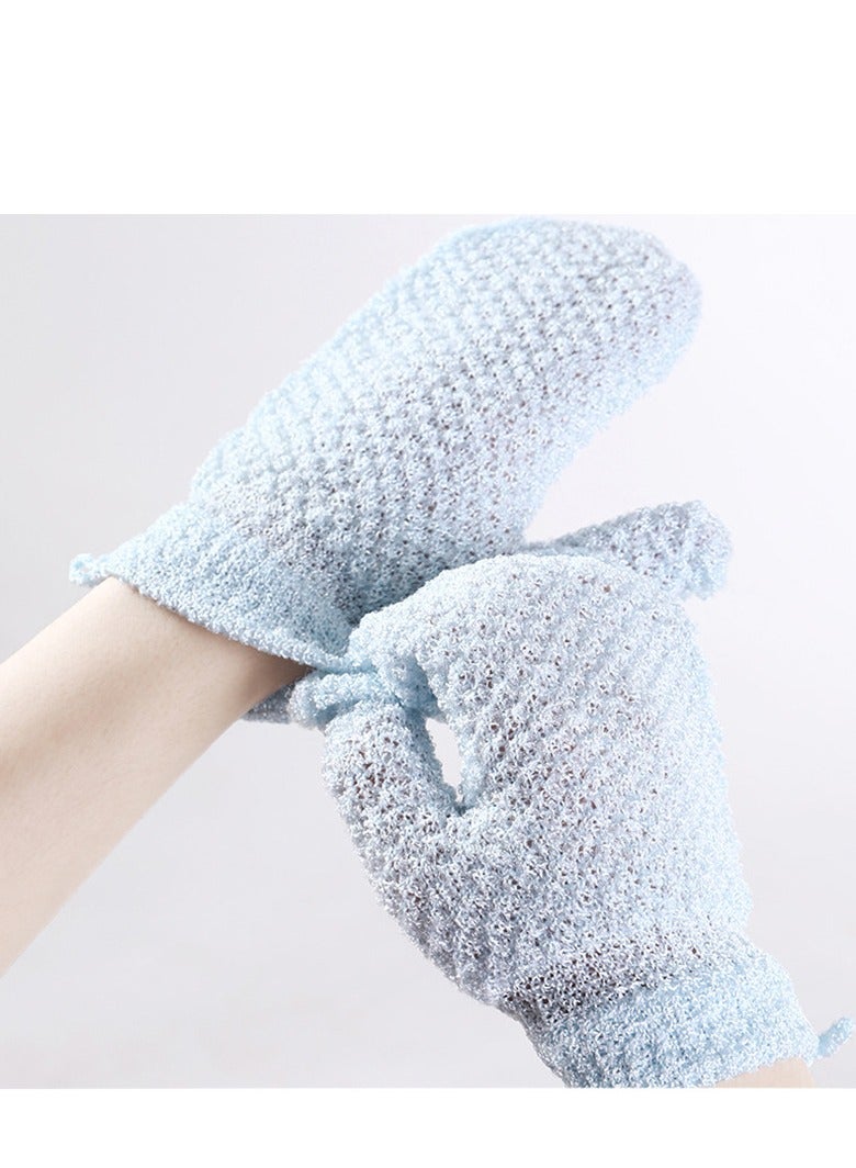 إسكدنيا قفاز استحمام مقشر مزدوج الملمس للاستحمام والسبا والتدليك وتقشير الجسم (أزرق) - Image 1