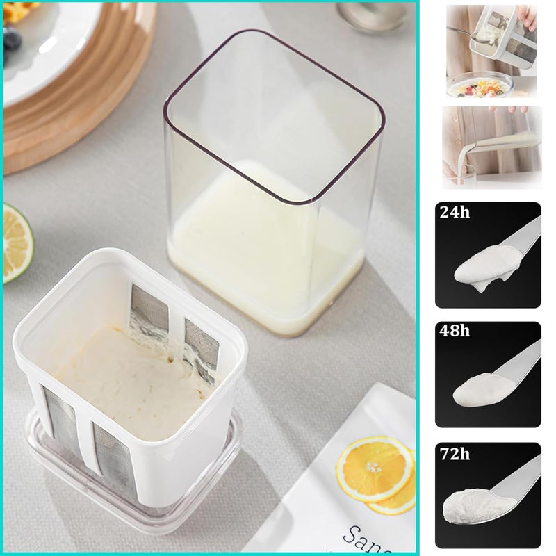 MGNLR Greek Yogurt Strainer 1100 ML Cheese Yogurt Maker with Lid Yoghurt Maker Strainer with Fine Mesh Bag Lid for Thick Greek Yogurt Soybean Milk Kefir Berries Soup Fruit Juice Coffee - Image 5