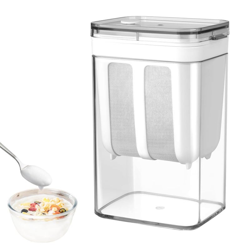MGNLR Greek Yogurt Strainer 1100 ML Cheese Yogurt Maker with Lid Yoghurt Maker Strainer with Fine Mesh Bag Lid for Thick Greek Yogurt Soybean Milk Kefir Berries Soup Fruit Juice Coffee - Image 1