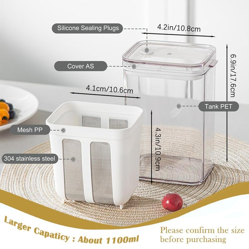 MGNLR Greek Yogurt Strainer 1100 ML Cheese Yogurt Maker with Lid Yoghurt Maker Strainer with Fine Mesh Bag Lid for Thick Greek Yogurt Soybean Milk Kefir Berries Soup Fruit Juice Coffee - Image 3