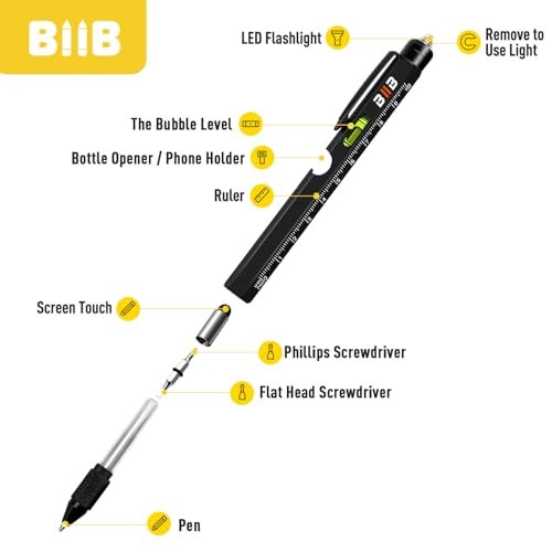 BIIB Gifts for Men, Stocking Stuffers for Men Teens Adults 9 in 1 Multitool Pen, Mens Christmas Gifts for Dad Him Husband, White Elephant Gifts for Adults, Cool Gadgets - Image 5