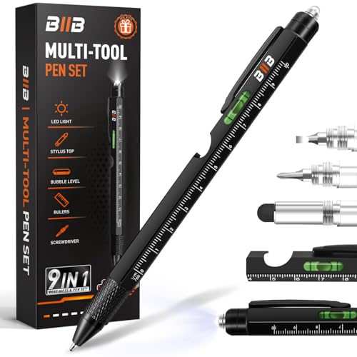 BIIB Gifts for Men, Stocking Stuffers for Men Teens Adults 9 in 1 Multitool Pen, Mens Christmas Gifts for Dad Him Husband, White Elephant Gifts for Adults, Cool Gadgets - Image 1