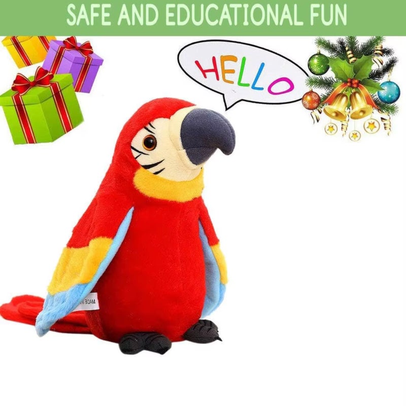 Talking Parrot: 8.66-Inch Red Plush Toy - Repeats Any Language For Fun Language Learning, Waving Wings Boost Interactive Playfulness, Develops Cognitive Communication Imitation Skills For Kids Aged 4- - Image 3