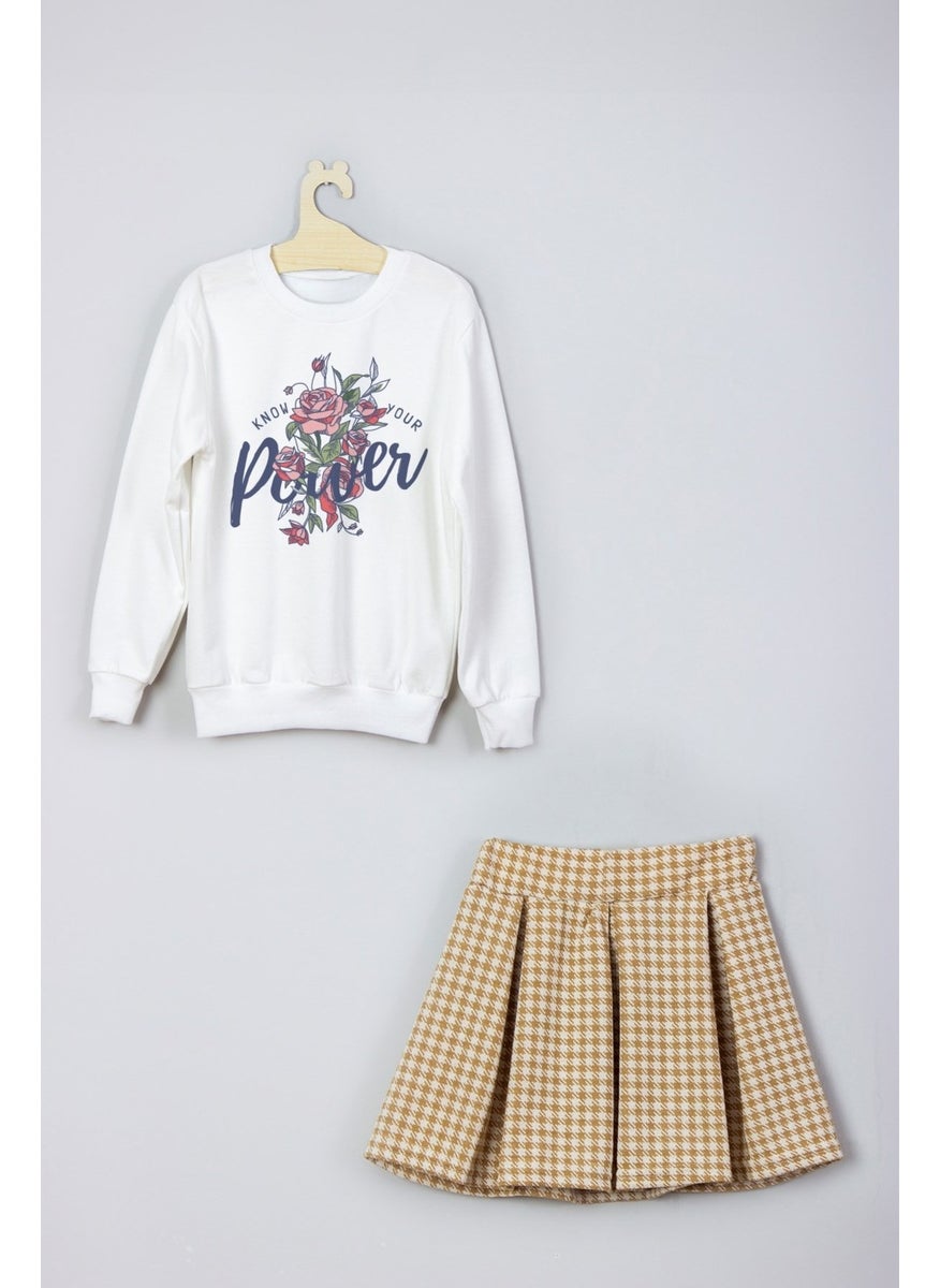 Ada Bebek Çocuk - Ada Baby Kids New Season Style Floral Printed Skirt Sweat Suit - Image 1
