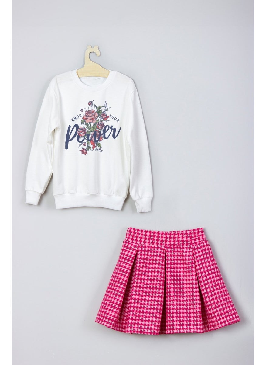 Ada Bebek Çocuk - Ada Baby Kids New Season Style Floral Printed Skirt Sweat Suit - Image 1