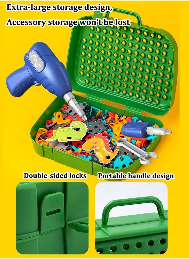 450PCS Children's screwing toolbox toys DIY simulation repair disassembly toolbox Screw disassembly toolbox toy Pretend to be an electric drill screw puzzle set Screw storage box toys Suitable for c
