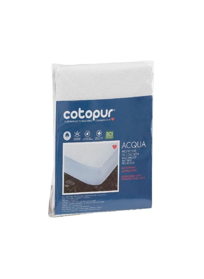 Acqua Waterproof Absorbent Fitted Mattress Protector White 5.6 x 38 x 30.4 cm 7627