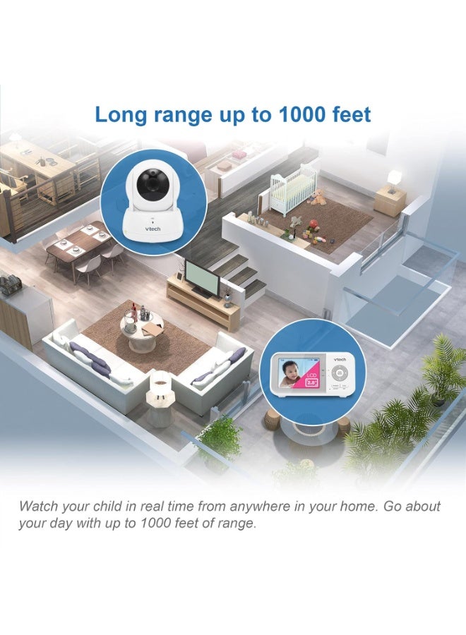 VTech VM923 Baby Monitor, 2.8â€ Screen, Pan-Tilt-Zoom, 1000ft Long Range, Night Vision, 2-Way Audio, Temperature Sensor, Lullabies, Secure Transmission No WiFi - Image 5