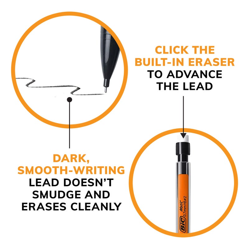 BIC Xtra-Smooth Mechanical Pencils with Erasers, Medium Point (0.7mm), 10-Count Pack, Bulk Mechanical Pencils for School or Office Supplies - Image 2