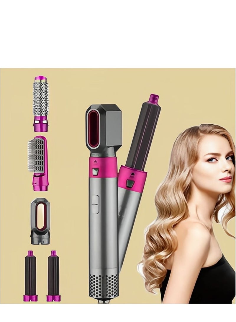 ADVcer 5 in 1 One Step Hair Dryer Straightener Styler Set Grey/Pink - Image 1