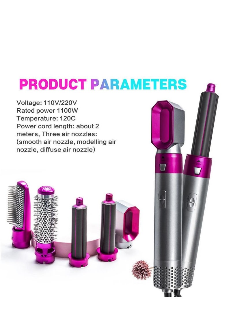 ADVcer 5 in 1 One Step Hair Dryer Straightener Styler Set Grey/Pink - Image 5