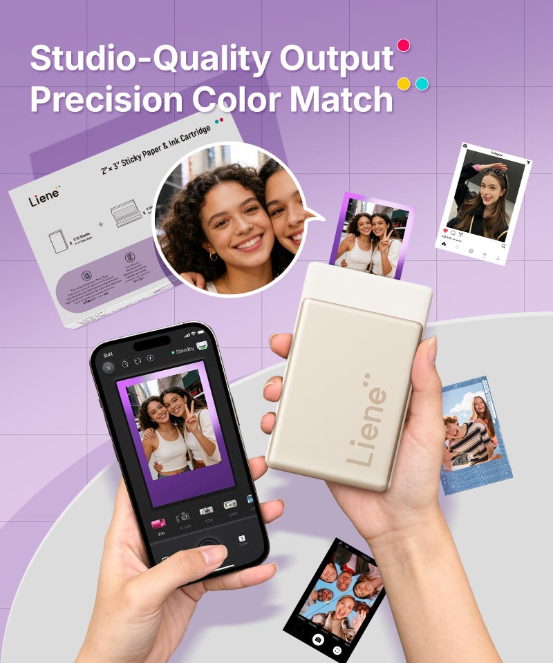 Liene Pearl N200 Pro Portable Photo Printer Photo Paper 50 Sheets & 5 Cartridges, Picture Printer Sticker Paper Adhesive, Waterproof, Smudge Proof, Photo Paper Only for DMP130 for Scrapbook - Image 4