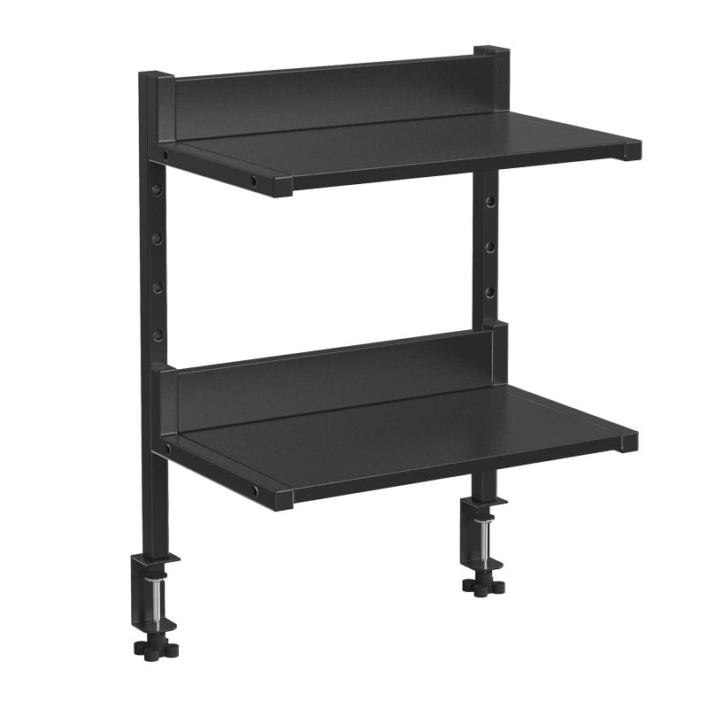 HOOBRO Clamp On Desk Shelf 2Tier Desktop Organizer SpaceSaving Desk Shelf with Adjustable Shelves for Office Study Entertainment Accessories Black BK32SJ01 - Image 2