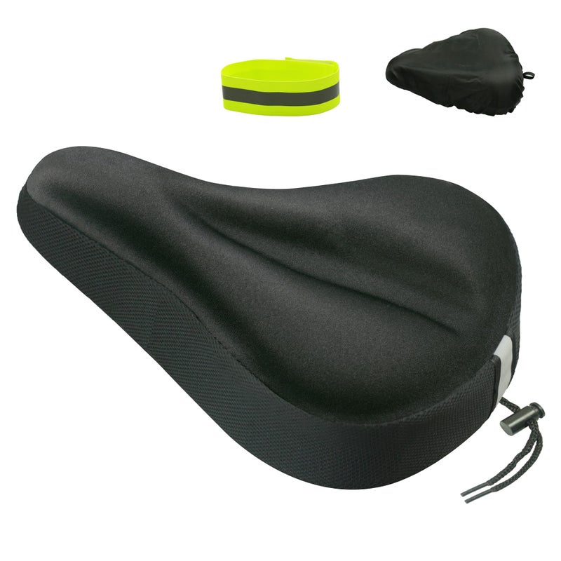 Geronmine Gel Bike Seat Cover Padded for Bicycle Saddle for Women & Men, Most Comfortable Seat Cushion Cover, Soft for Spin Indoor Outdoor Cycling Class Mountain Stationary Bikes - Image 1