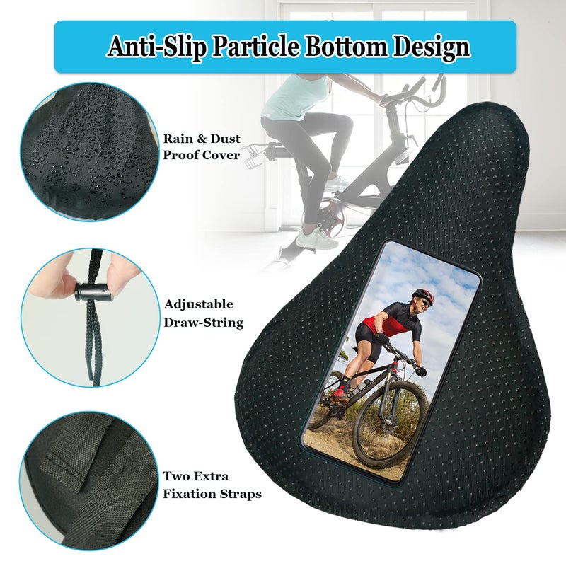 Geronmine Gel Bike Seat Cover Padded for Bicycle Saddle for Women & Men, Most Comfortable Seat Cushion Cover, Soft for Spin Indoor Outdoor Cycling Class Mountain Stationary Bikes - Image 5