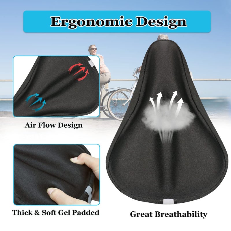 Geronmine Gel Bike Seat Cover Padded for Bicycle Saddle for Women & Men, Most Comfortable Seat Cushion Cover, Soft for Spin Indoor Outdoor Cycling Class Mountain Stationary Bikes - Image 4