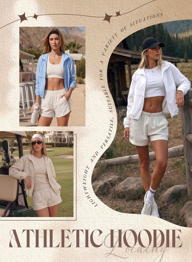 Locachy Women's Lightweight Athletic Workout Hoodie Long Sleeve Full Zip Gym Running Outdoor Jacket Beige S - Image 4