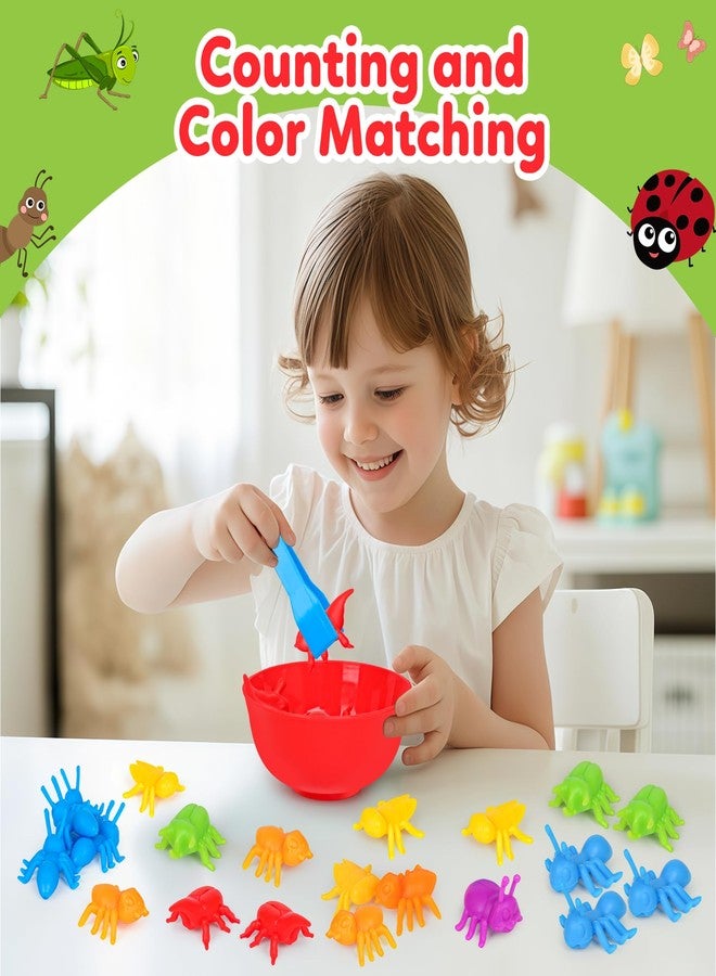 kizh Counting Insects Matching Toys with Sorting Bowls and Games Dice Montessori Preschool Educational Activities Learning Color Sorting Fine Motor Skills Sensory Toys Birthday Gifts for 3 4 5 Year Old - Image 4