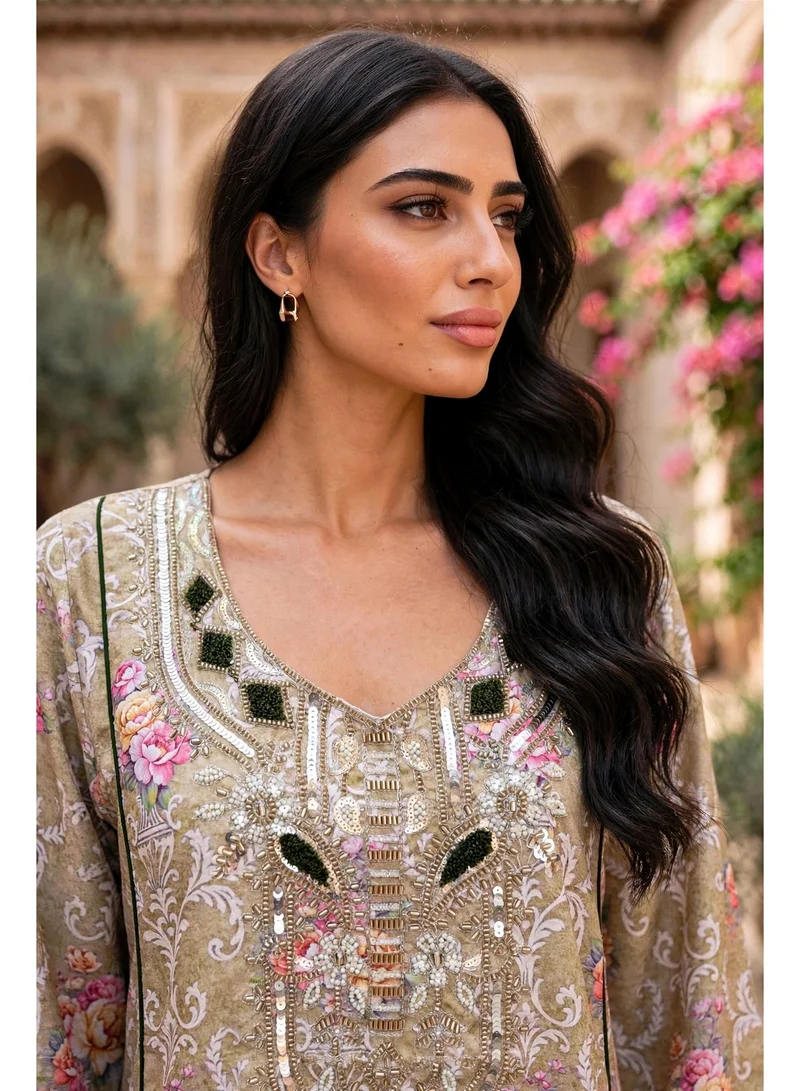 اكسا جلابية الزهور الكلاسيكية IK217Yellow