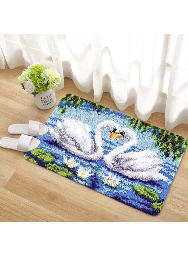 Embroidered rectangular mat, knitted door mat, carpet embroidery, entry door mat, hand embroidery DIY