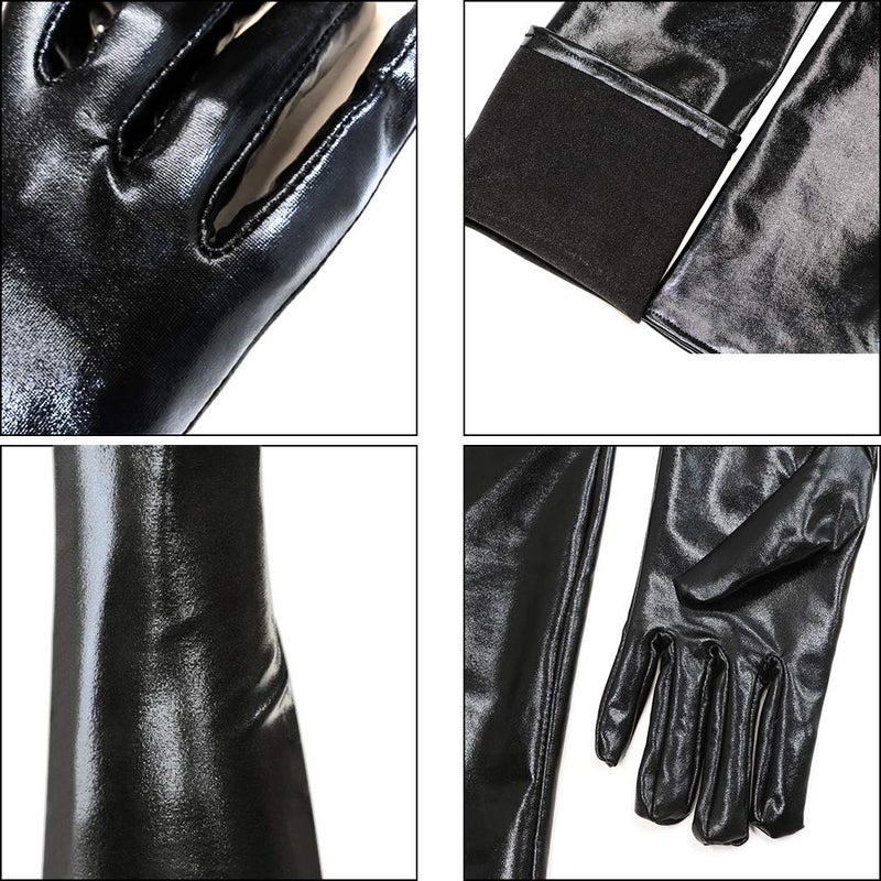 Luwint Women Sexy Wet Look Black Long Gloves for Costume Cosplay Photoshoot - Image 5