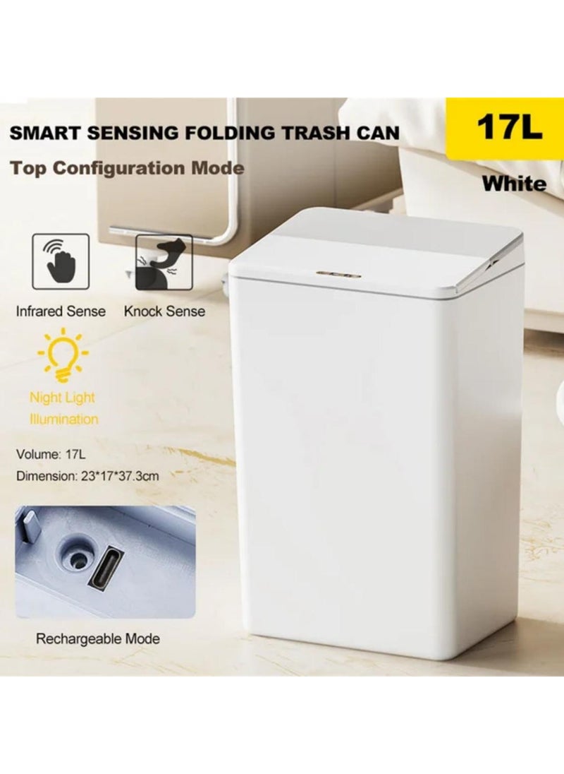 Generic 17L Induction Trash Can With Night Light Type-C Recharging Automatic Wastebin For Bathroom Kitchen Toilet Wastebasket Smart Home  - Image 2